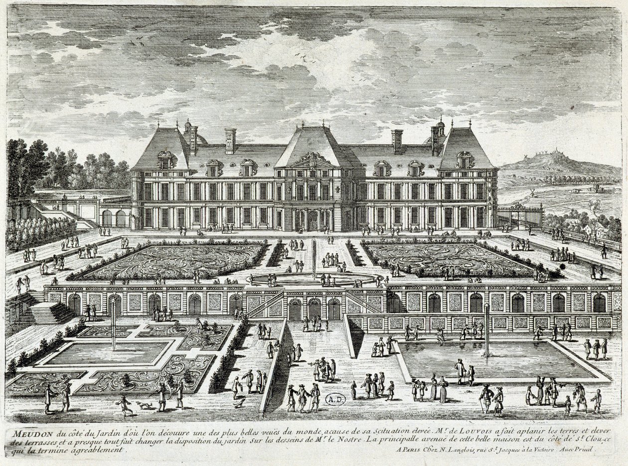 Pohled na hrad Meudon - od Perelle, konec 17. století od Gabriel Perelle