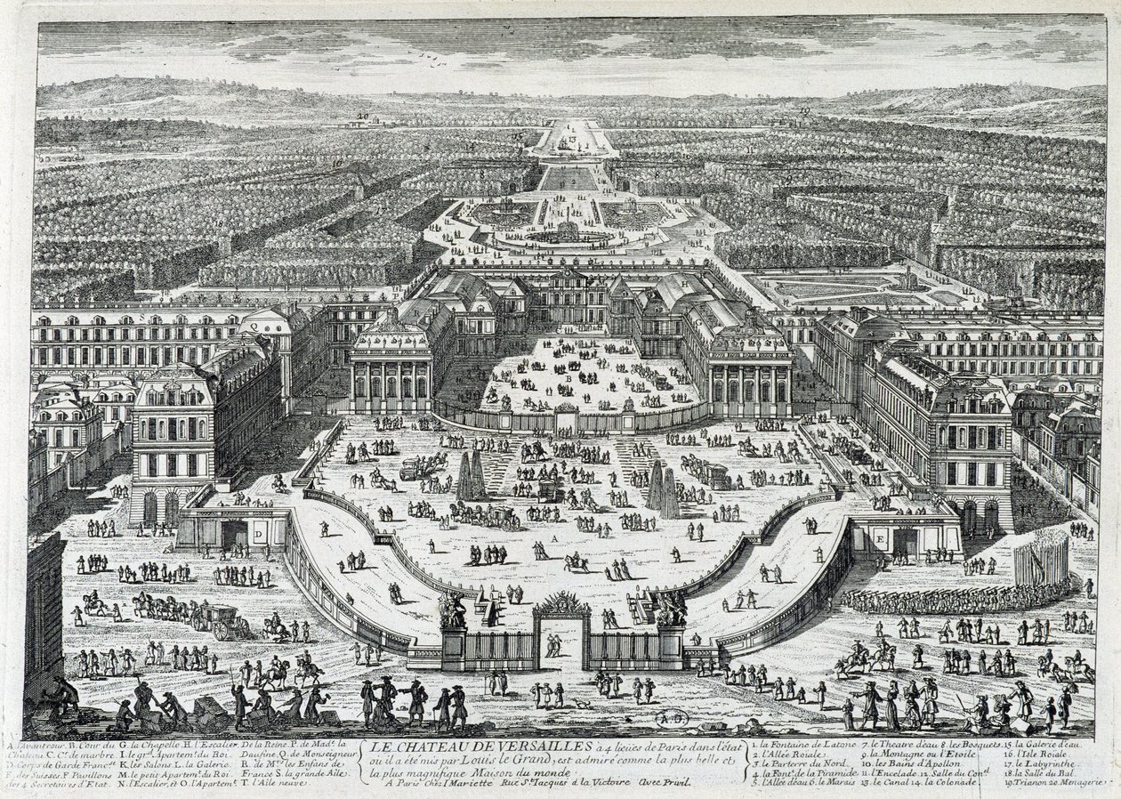 Pohled na čestné nádvoří zámku Versailles - od Perelle, konec 17. století od Gabriel Perelle