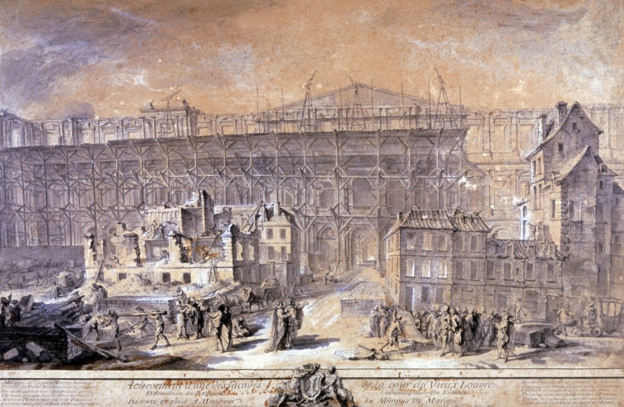 Budova Louvru, Paříž od Gabriel de Saint Aubin