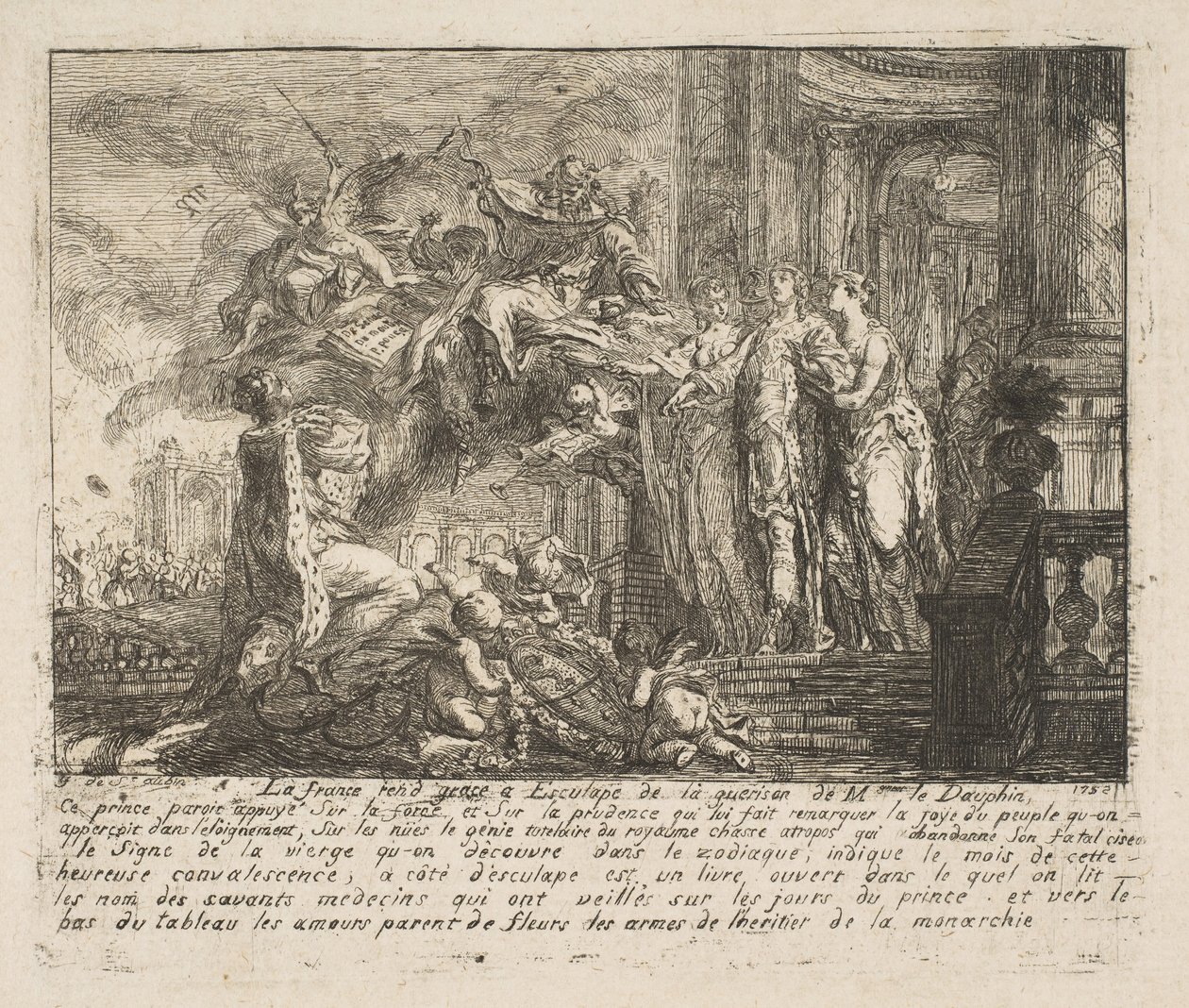 Alegorie o rekonvalescenci dauphina, 1752. od Gabriel de Saint Aubin