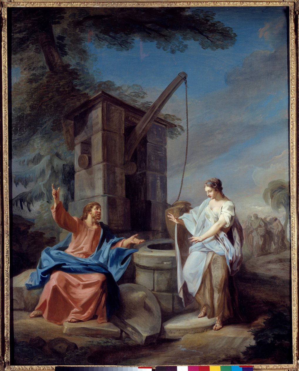 Obraz Kristus a Samaritán od Gabriela de Saint Aubin (1724-1780) 1752 Ne. 1,35x1,06 m Rouen, Musee des Beaux Arts od Gabriel de Saint Aubin