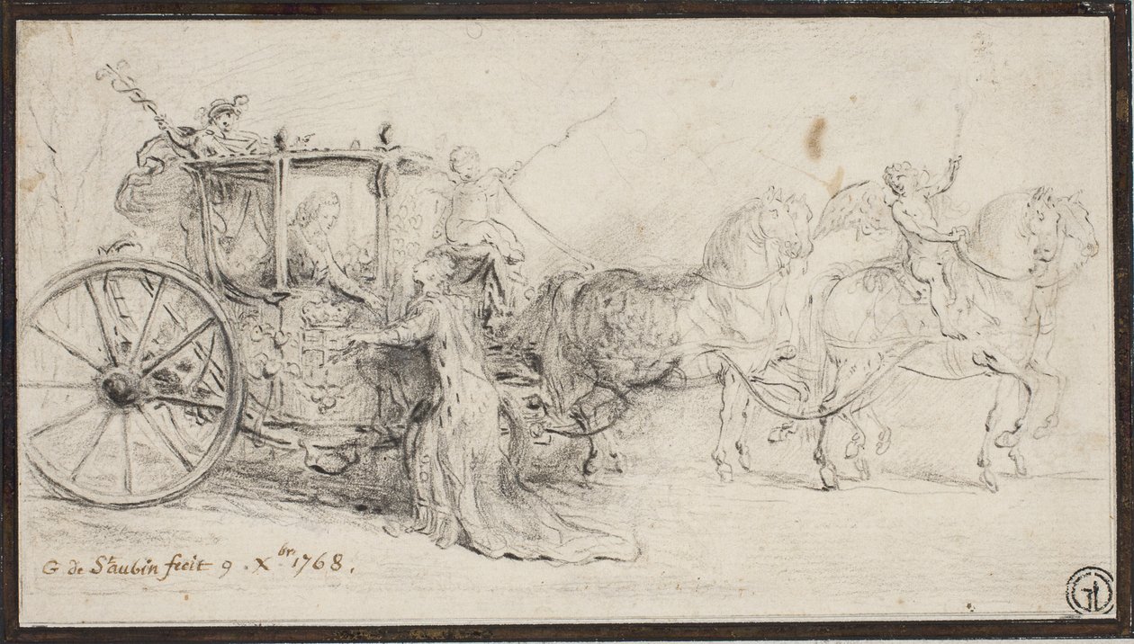 Paříž vítá Christiana VII od Gabriel de Saint Aubin