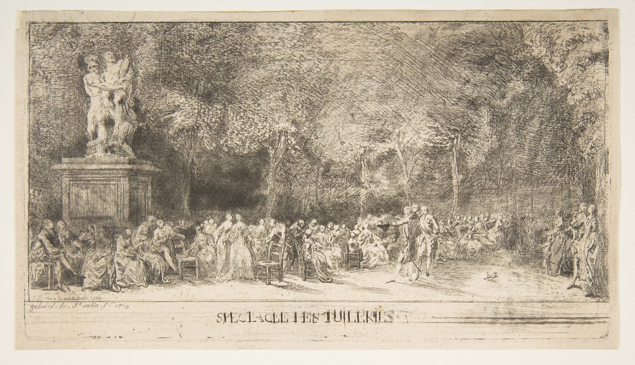 Scéna v Tuileries: The Chairs, 1760. od Gabriel de Saint-Aubin