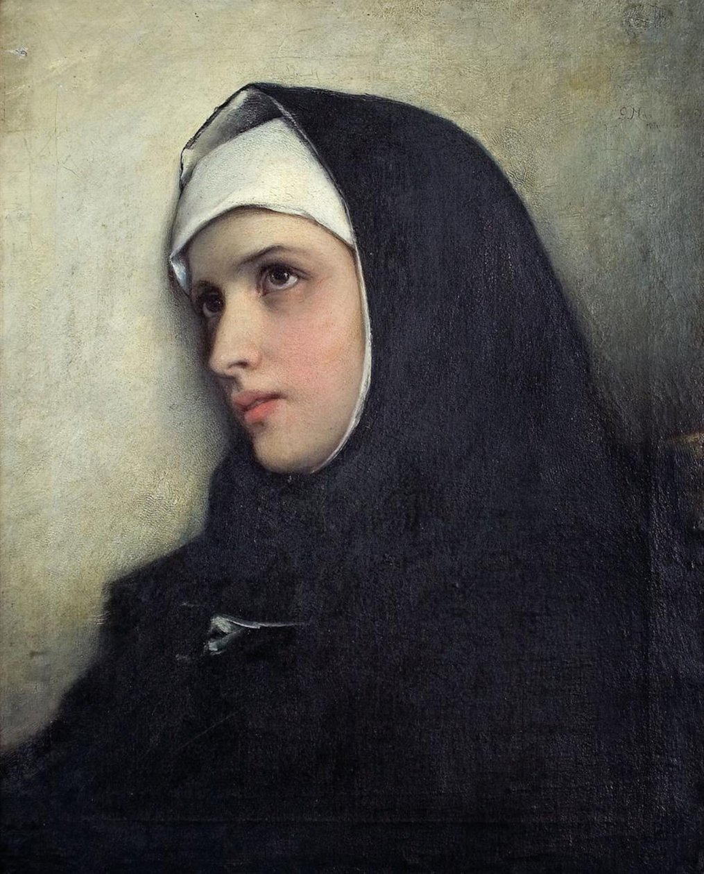 Gabriel von Max - Portrét jeptišky od Gabriel von Max