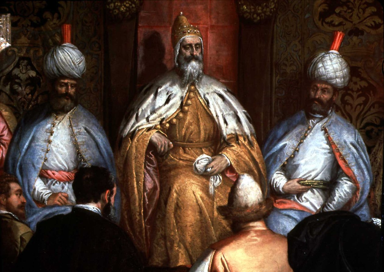 Marino Grimani (1532-1605) přijímající perského velvyslance od Gabriele Caliari