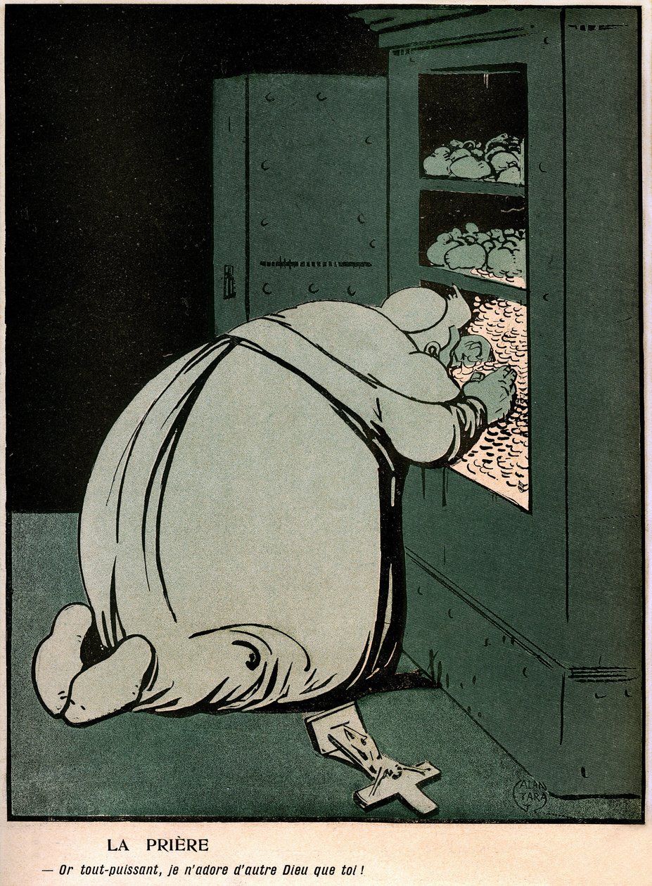 Karikatura ve francouzském politickém humoristickém deníku „“The butter plate““ speciál Vatikán (č. 242 z 18. listopadu od Gabriele (1865 1937) Galantara