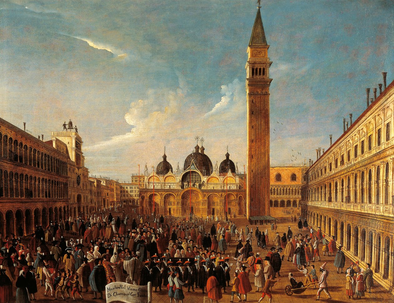Itálie, Veneto, Benátky, poslední den karnevalu na náměstí San Marco, detail od Gabriele Bella