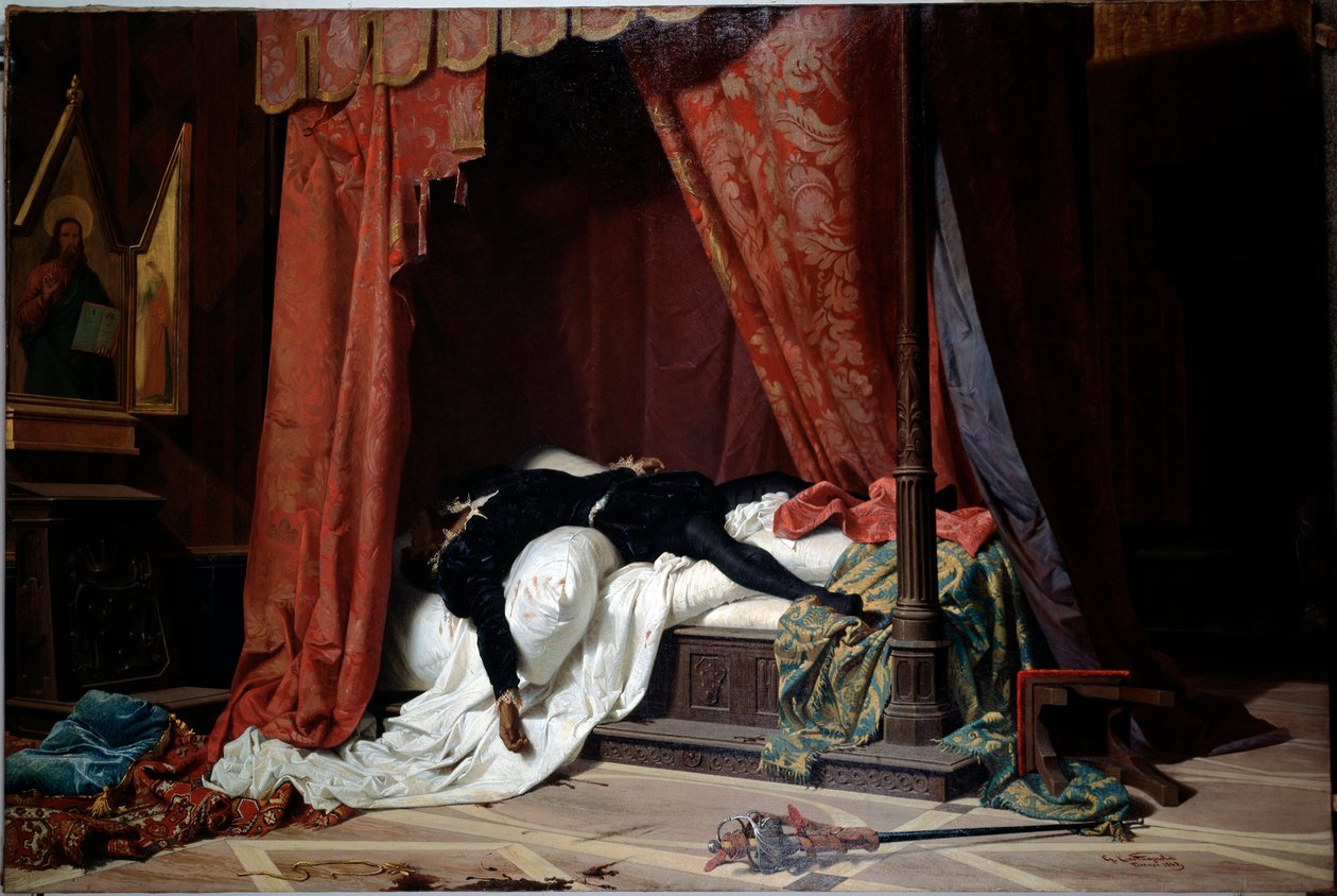 Smrt vévody z Florencie Alessandra de Medici (olej na plátně, kolem roku 1865) od Gabriele Castagnola