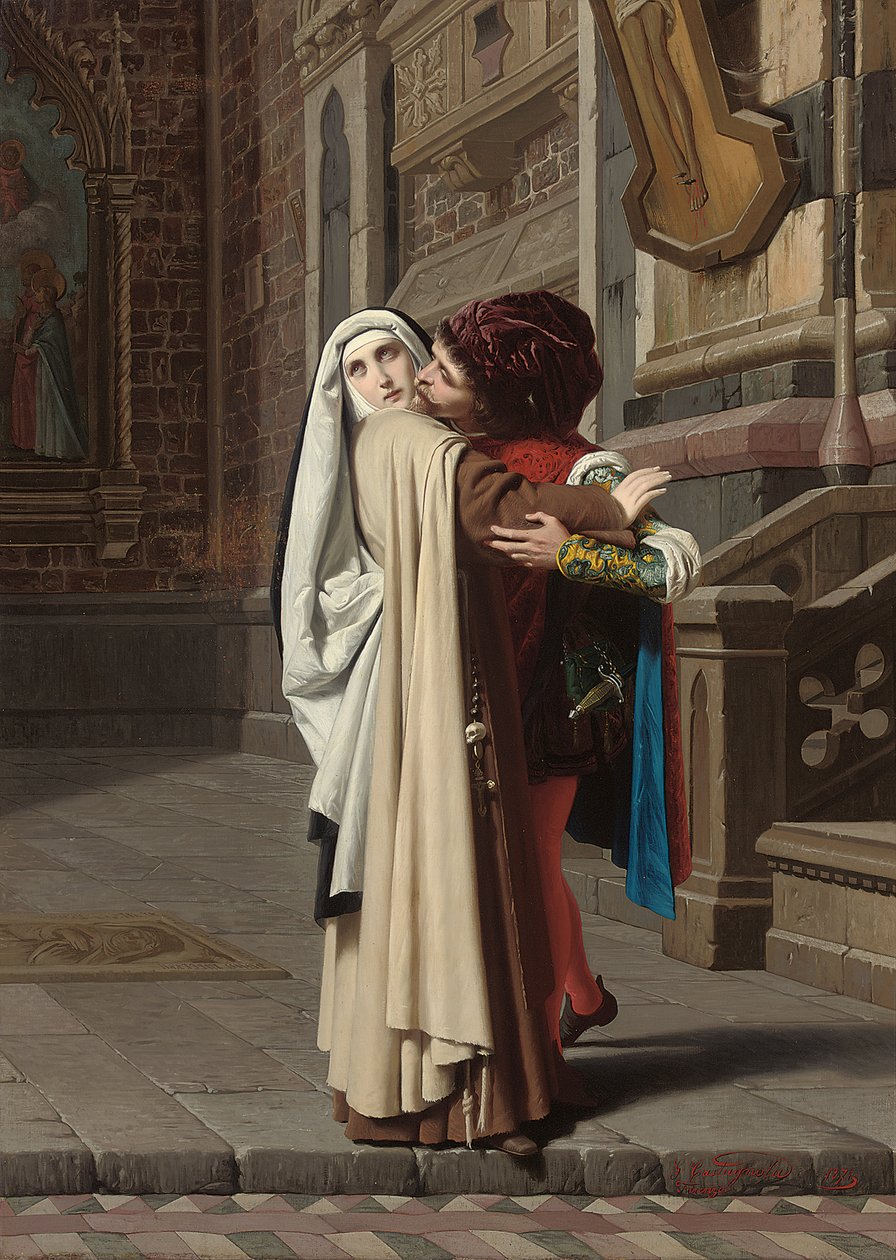 Objetí Fra Filippo Lippi a Lucrezia Buti, 1871 od Gabriele Castagnola