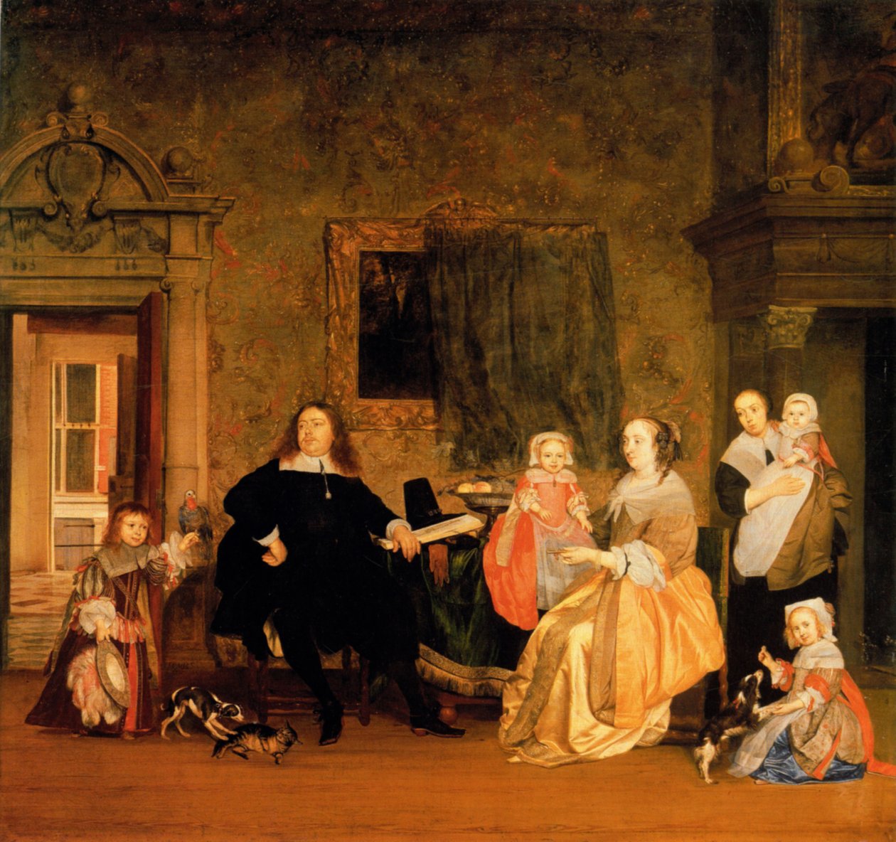 Portrét Jana Jacobsze Hinlopena a jeho rodiny od Gabriel Metsu
