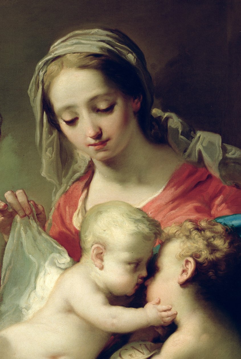 Madonna a dítě se svatými Johnem, Annou a Roccem, c.1785 olej na detailu panelu 50187 od Gaetano Gandolfi