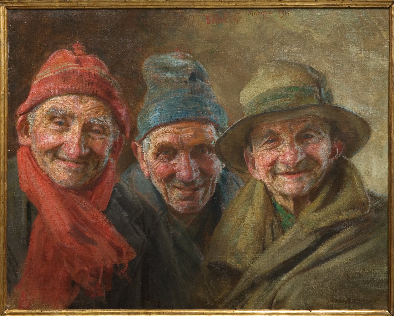 Tři přátelé 1917 (olej na plátně) od Gaetano Bellei