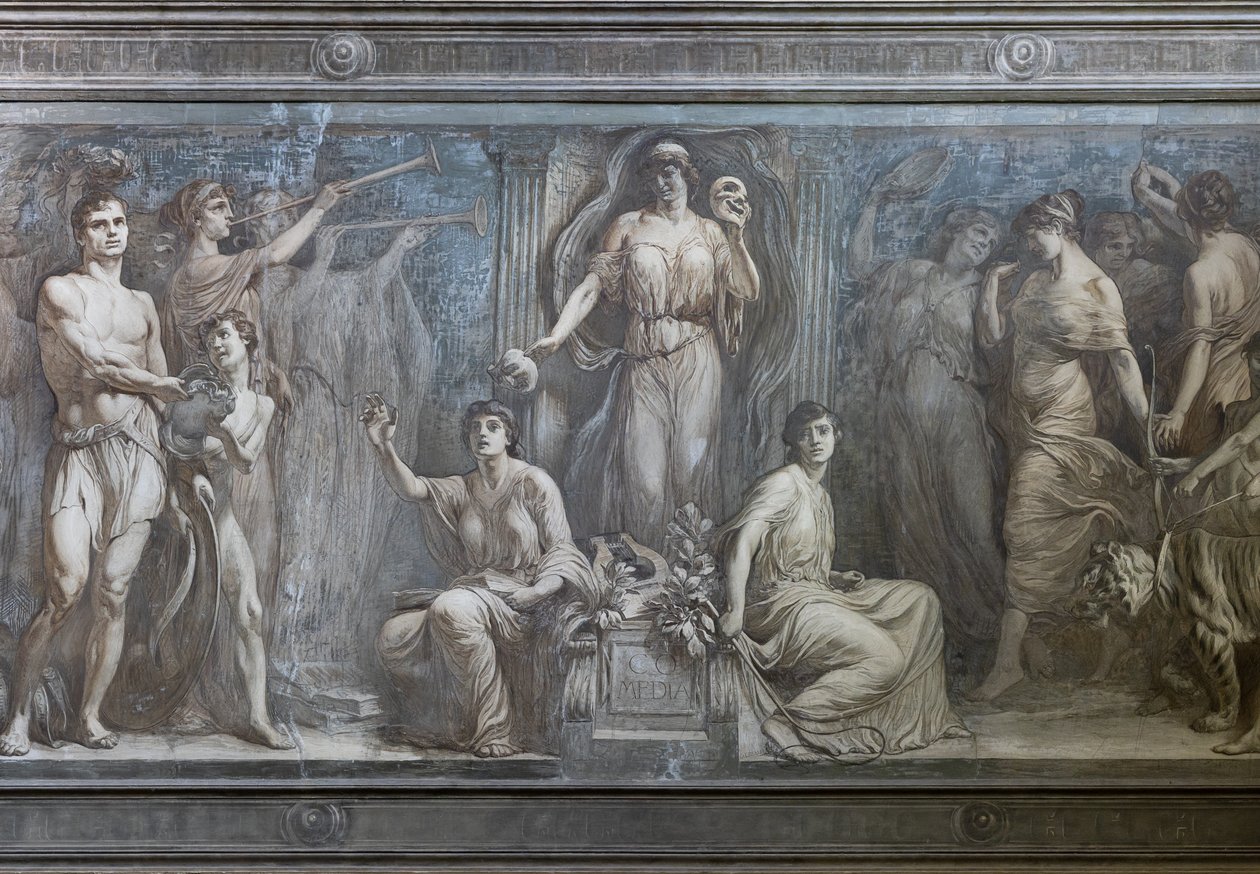 Alegorie komedie, detail od Gaetano Cresseri