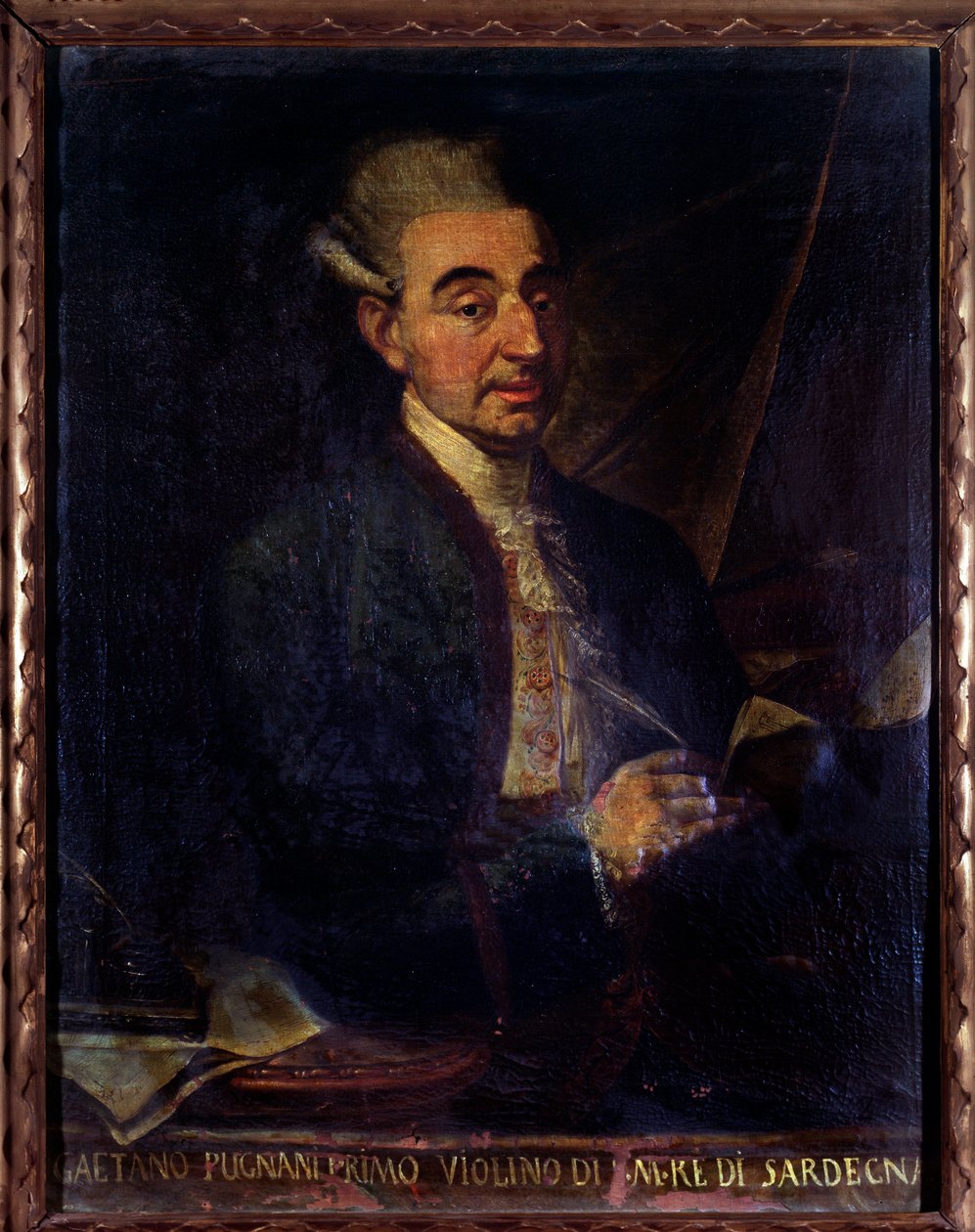 Portrét Gaetana Pugnaniho, italského houslisty (malba od Gaetano Ottani