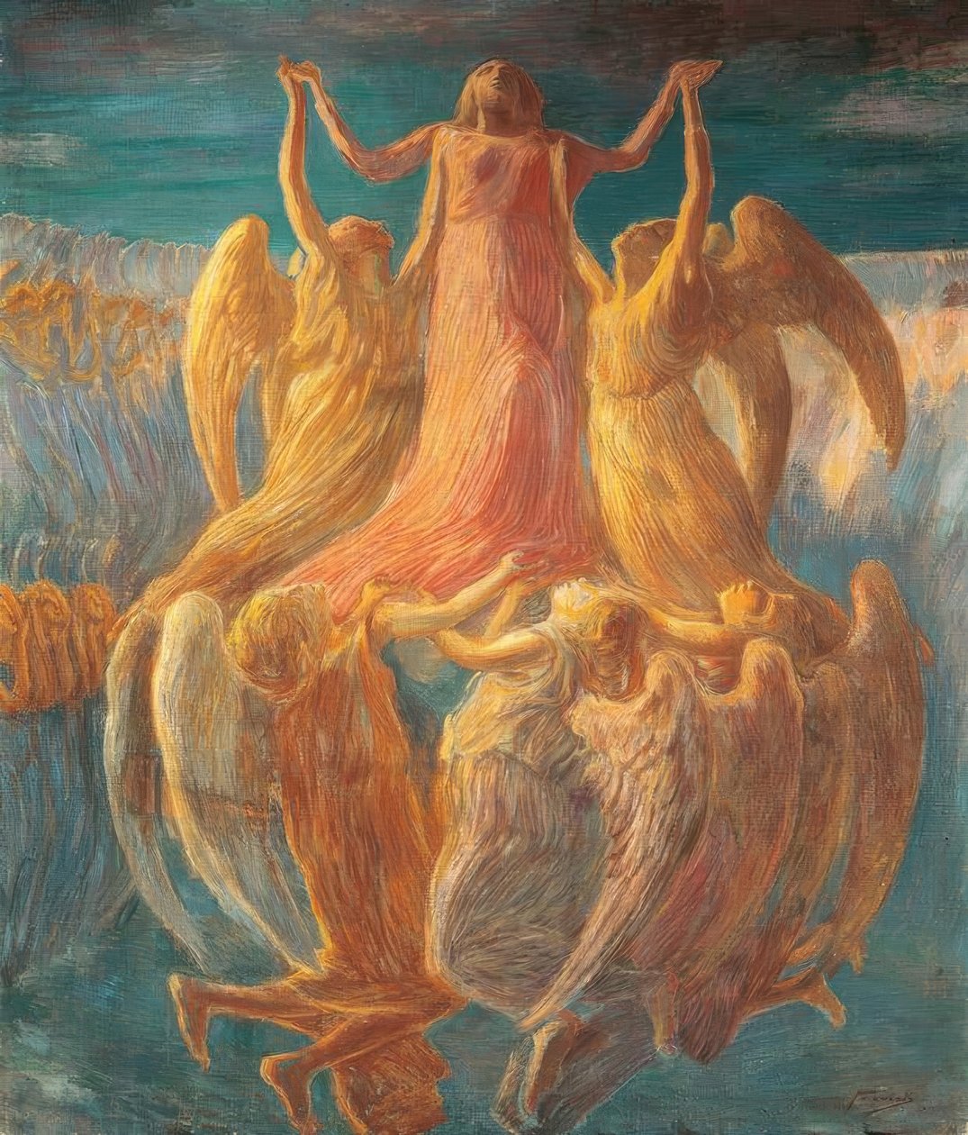 Nanebevzetí, Gaetano Previati (1852-1920). od Gaetano Previati