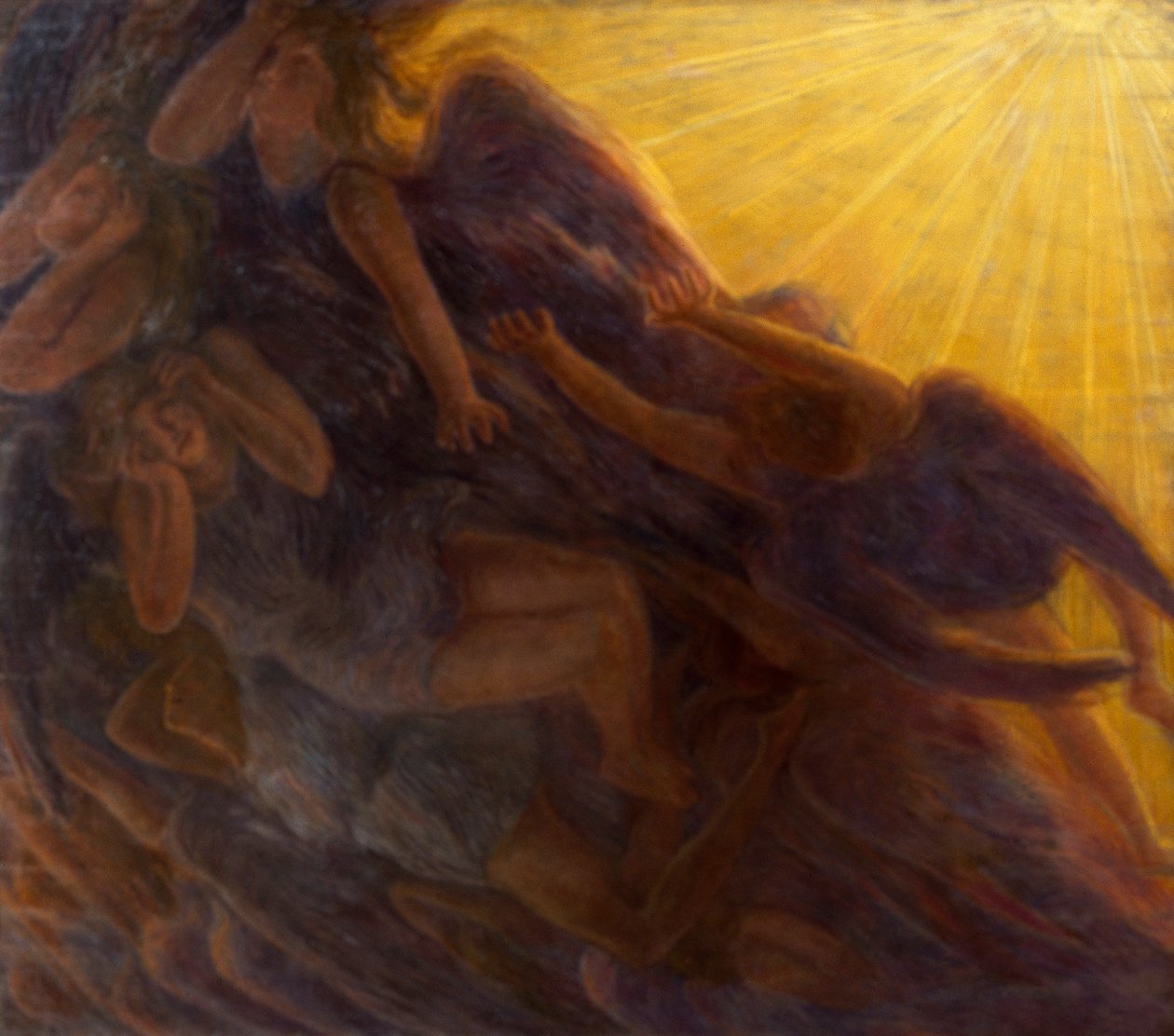 Pád andělů, triptych od Gaetano Previati