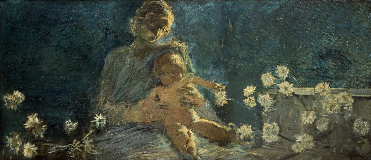 Panna Maria chryzantémová od Gaetano Previati