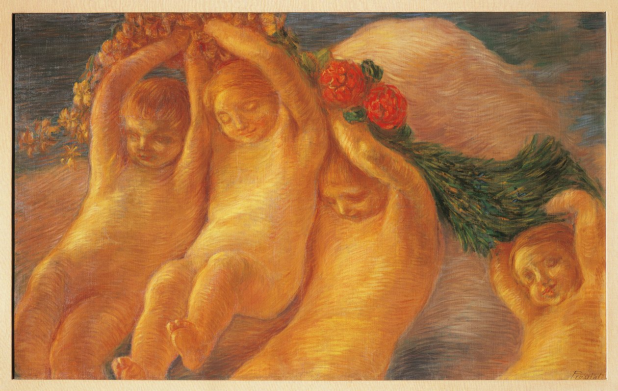 Putti s věncem od Gaetano Previati