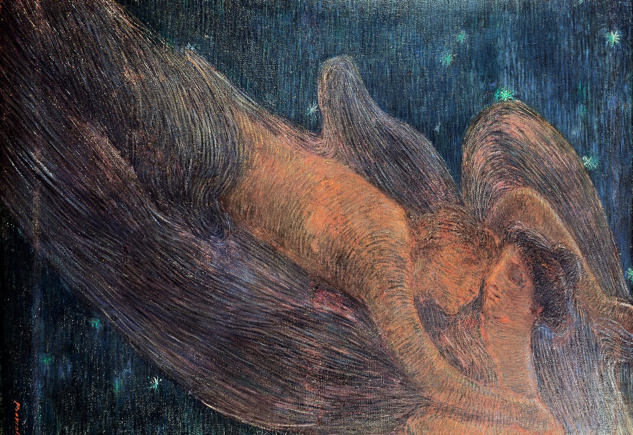 Noc, Gaetano Previati (1852-1920), olej od Gaetano Previati