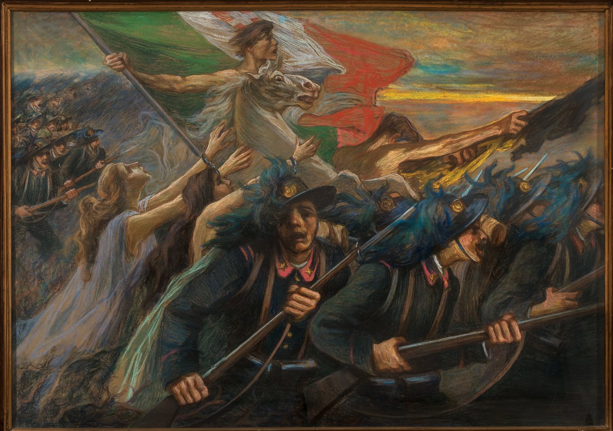 Trento a Terst, The Charge of the Bersaglieri (puškaři) (olej na plátně) od Gaetano Previati