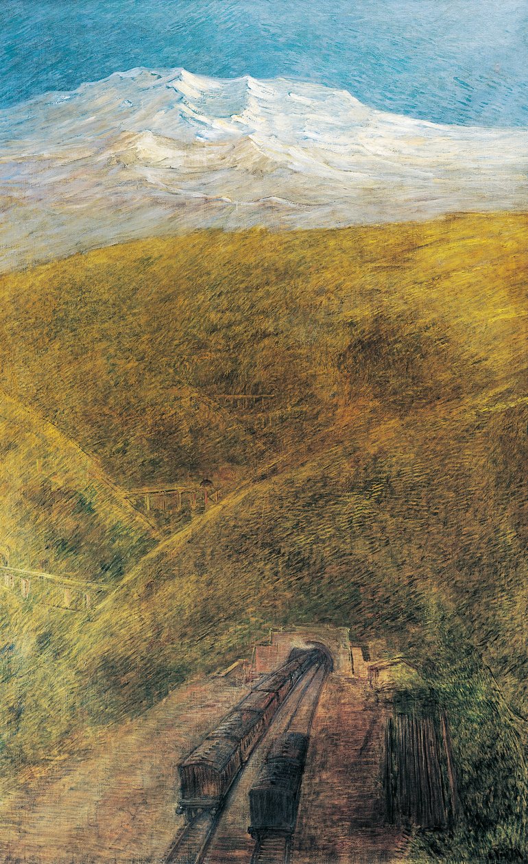 Tunel v Alpách od Gaetano Previati