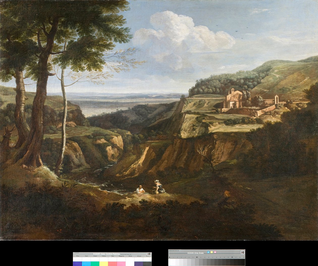 Pohled na klášter Camaldoli u Frascati, Itálie Obraz od Gaetana Previatiho (Gasparda Poussina nebo Guaspreho) (1615-1675) 1670 Soukromá sbírka od Gaetano Previati