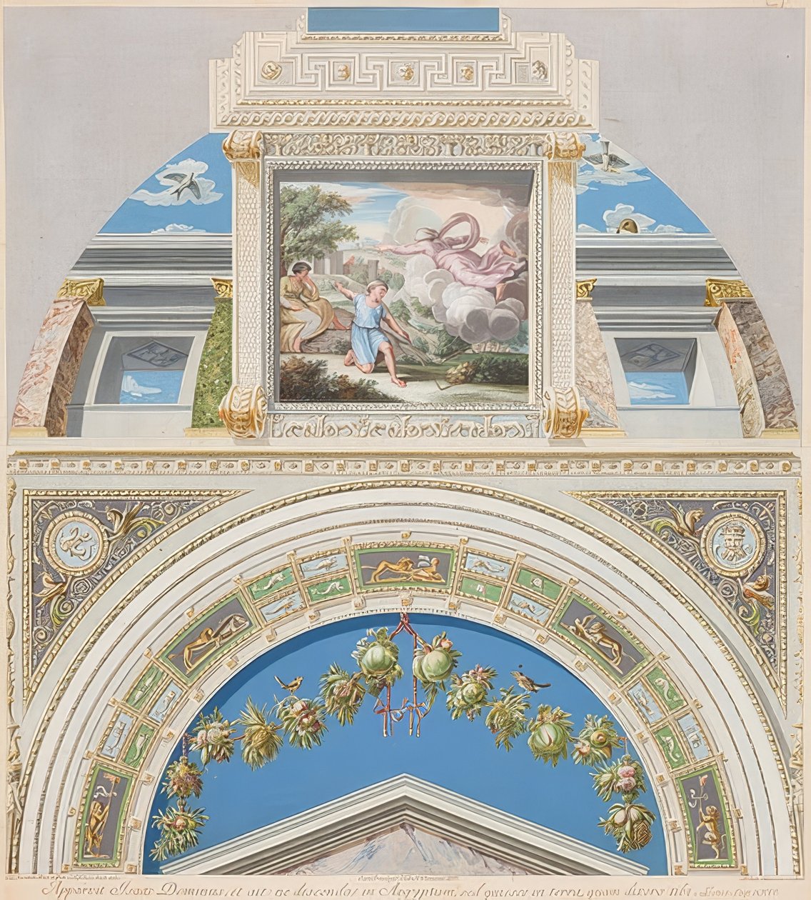 Luneta a klenba s Bohem zjevujícím se Izákovi. 1774 od Gaetano Savorelli