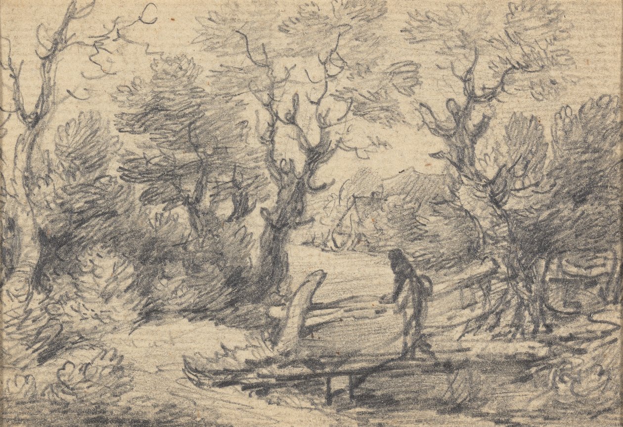 Krajina s postavou na lávce od Gainsborough Dupont