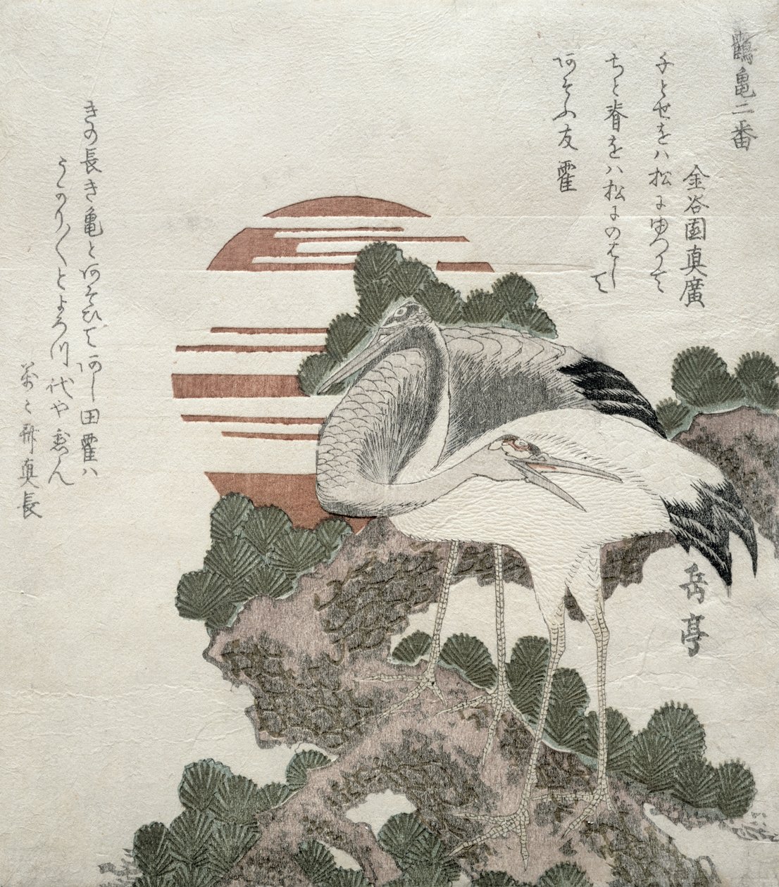 Crane (Tsuru) ze série 2 designů Cranes and Turtles, 1818-30 (dřevořez) od Gakutei Harunobu