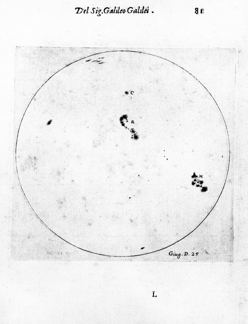 Pozorování slunečních skvrn Galileos, 1613 od Galileo Galilei