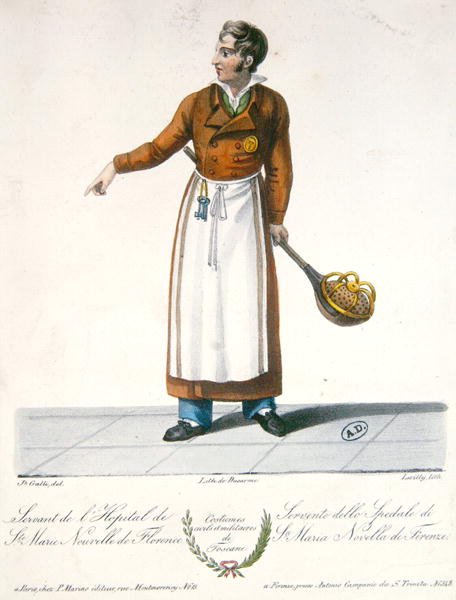 Sluha nemocnice Santa Maria Novella ve Florencii, počátek devatenáctého století (barevné lito) od Galli (after)