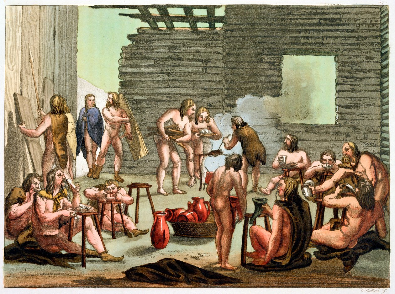 Starověký keltský nebo galský tábor, kolem 1800-18 od Gallo Gallina