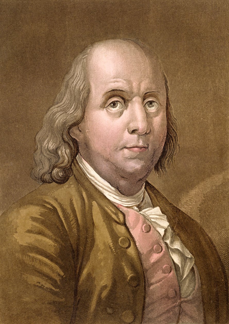 Portrét Benjamina Franklina (1706-90), z 