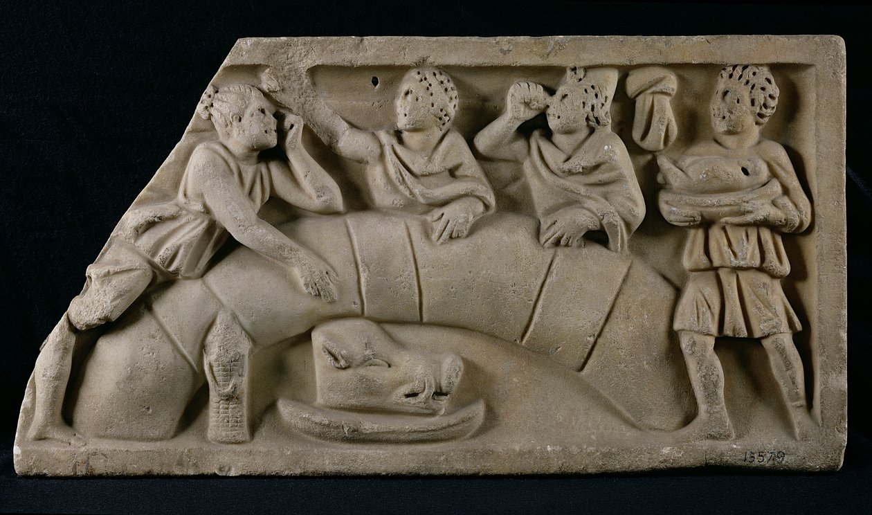 Reliéf zobrazující pohřební jídlo od Gallo-Roman