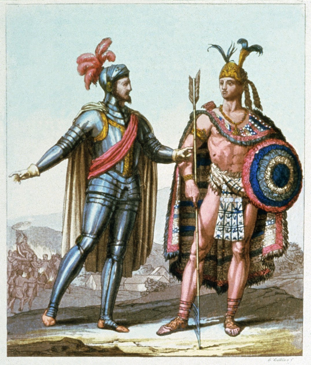 Setkání Hernana Cortése s Montezumou II. v roce 1519 od Gallo Gallina