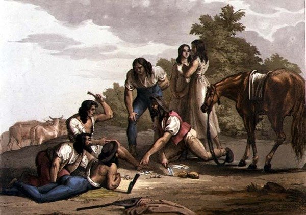 Španělští ovčáci z Paraguaye (barva litho) od Gallo Gallina