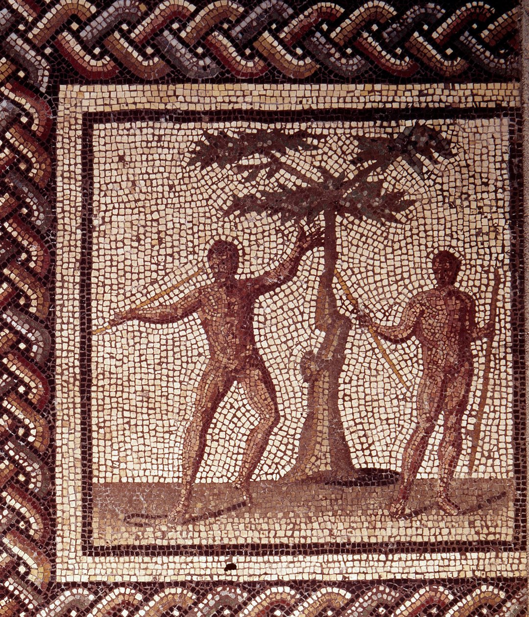 Gallo Roman Art: mozaiková dlažba představující rustikální kalendář. Festival ženců. Konec 2., začátek 3. století po JC. Ze Saint-Romain-en-Gal (Rhone). Saint Germain en Laye, Národní muzeum archeologie od Gallo Roman