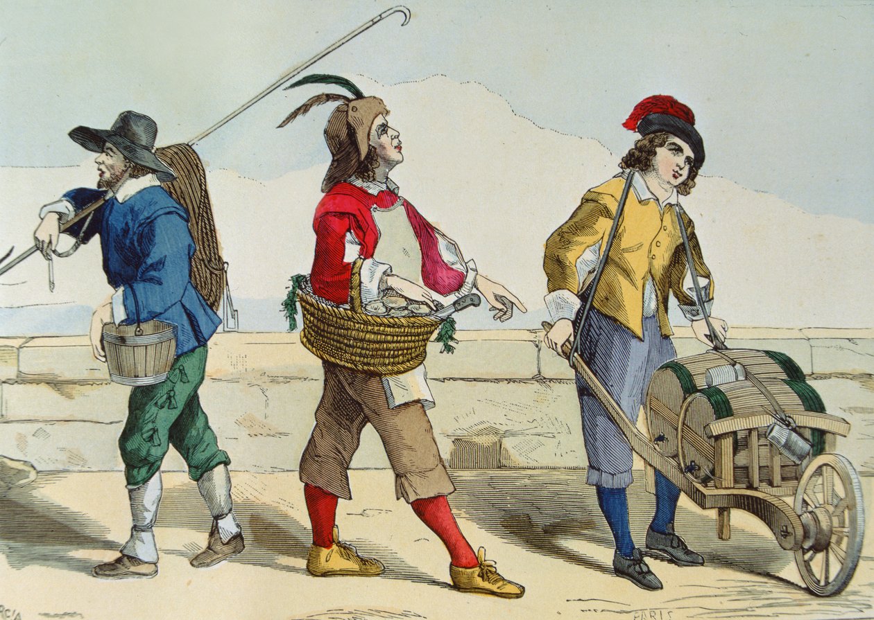 Čistič studní, prodavač ústřic a prodavač octa v době Ludvíka XIII. (1601-43), z 