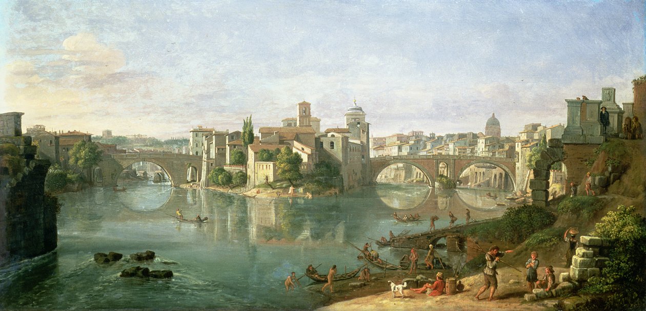 Tiberian Island v Římě, 1685 od Gaspar van Wittel