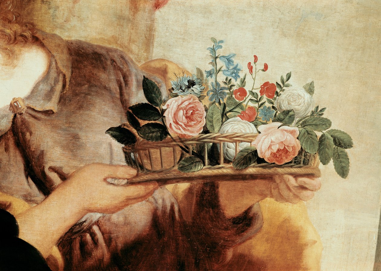 Panny Marie Růžencové, detail košíku květin od Gaspar De Crayer
