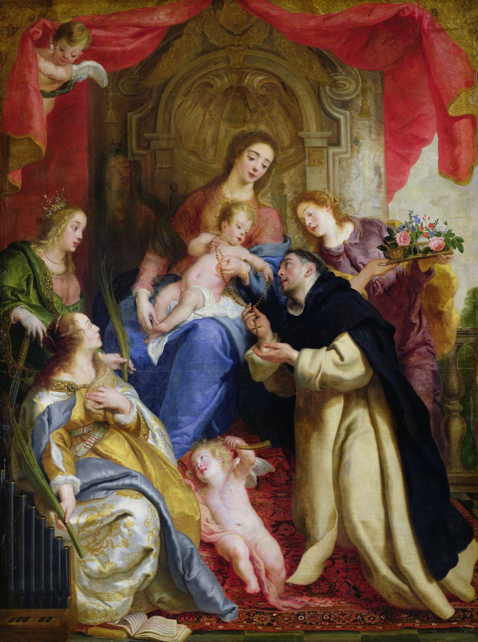 Panna Maria obětující růženec sv. Dominikovi, 1641 od Gaspar De Crayer