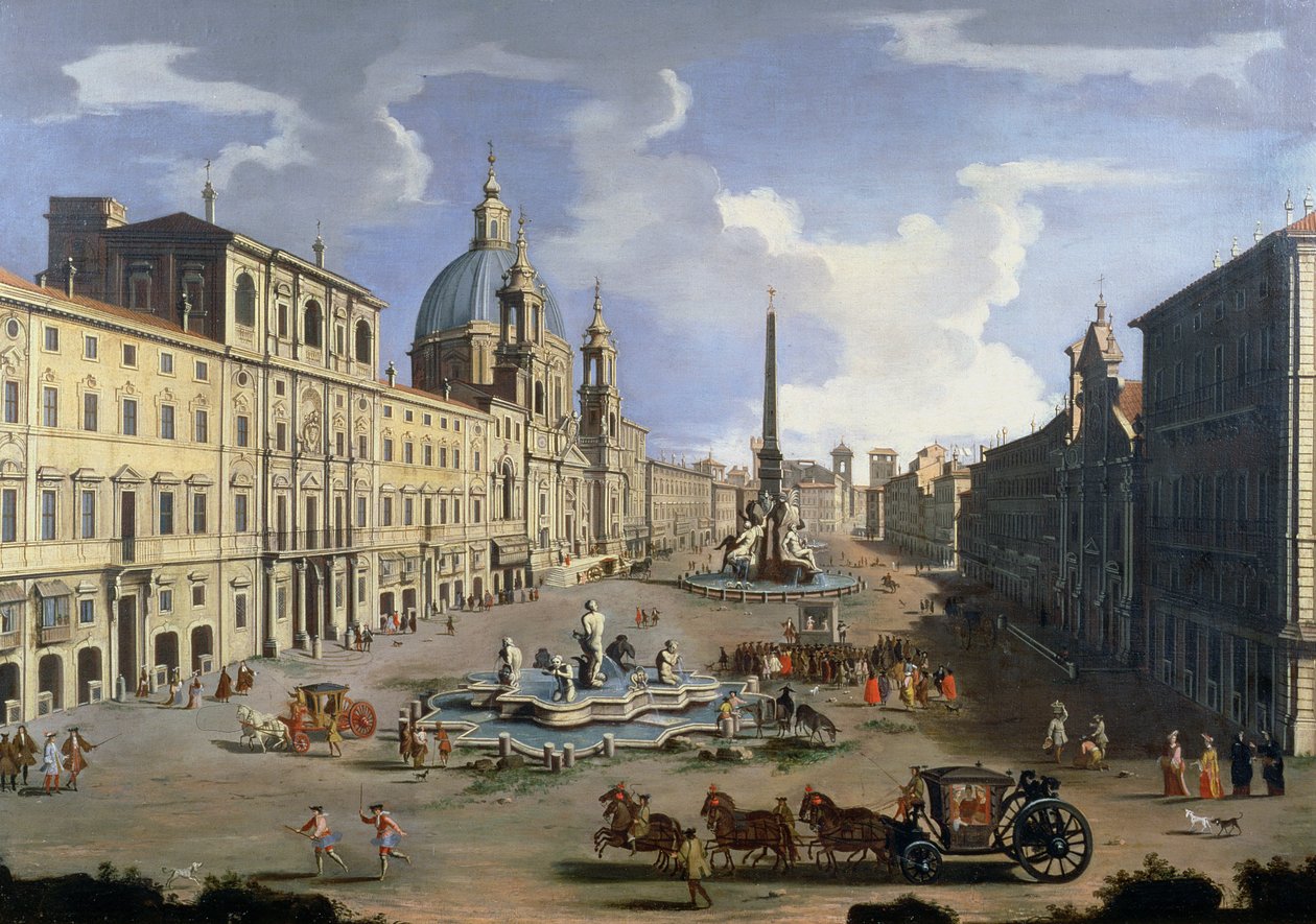 Pohled na náměstí Piazza Navona v Římě od Gaspar van Wittel
