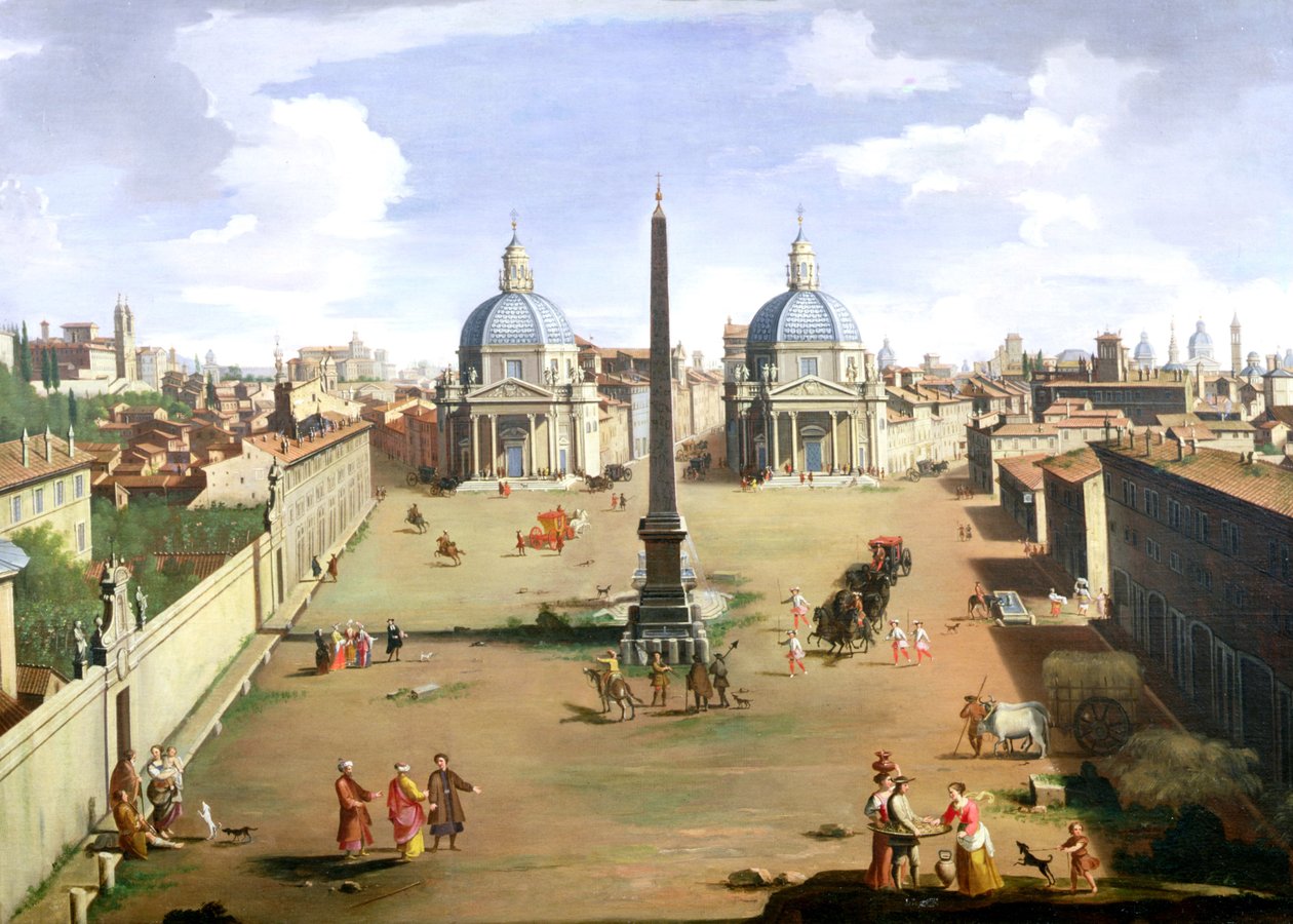 Pohled na náměstí Piazza del Popolo v Římě od Gaspar van Wittel