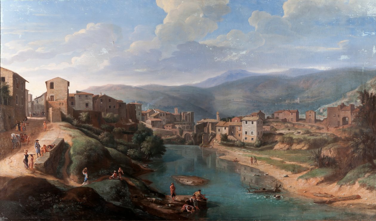 Pohled na Aniene v Tivoli, c.1710-15 od Gaspar van Wittel