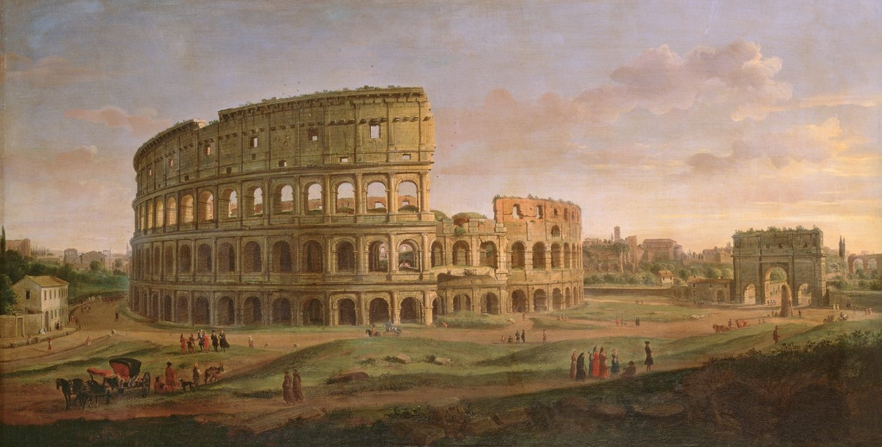 Pohled na Koloseum s obloukem Constantine, c.1716 od Gaspar van Wittel