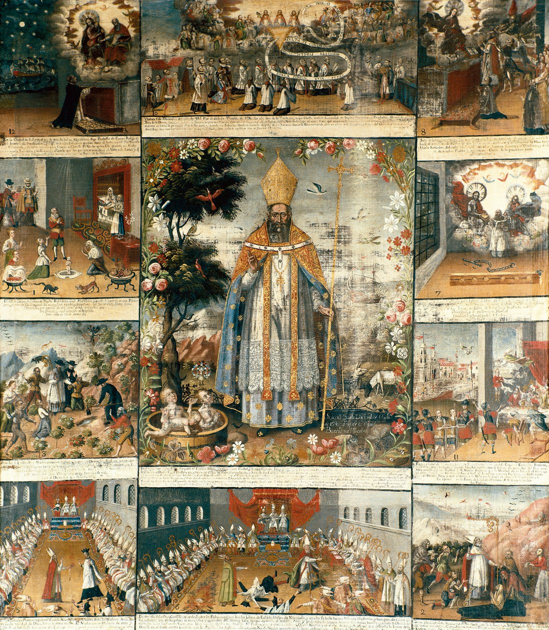 Oltářní obraz života svatého Mikuláše z Myry nebo Bari (270-345) od Gaspar Miguel de Berrio