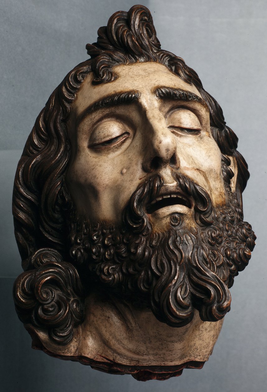 Hlava Jana Křtitele (malované dřevo) od Gaspar Nunez Delgado