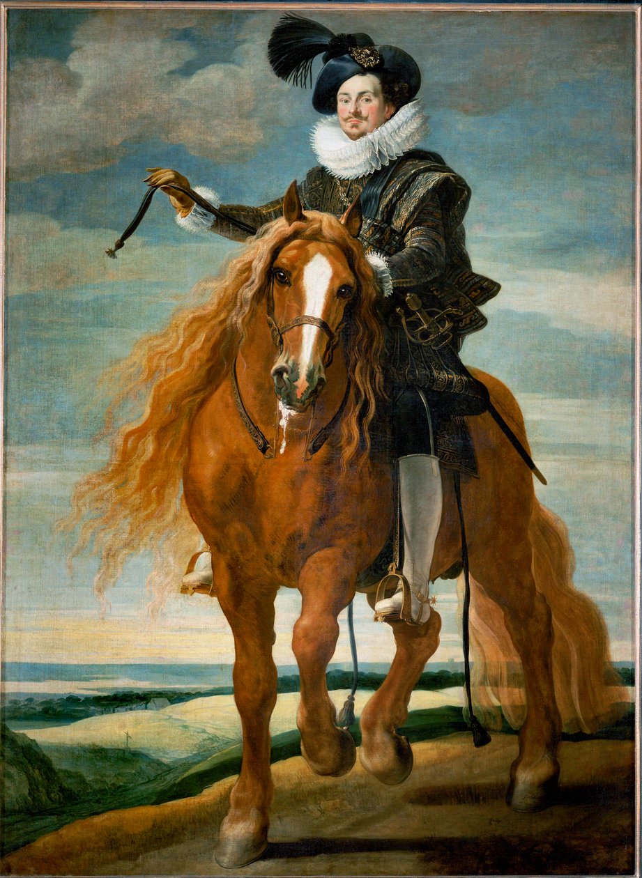 Jezdecký portrét Dona Diega Messia Felipe de Guzmana, markýze de Leganes ... (malba na plátně) od Gaspar De Crayer