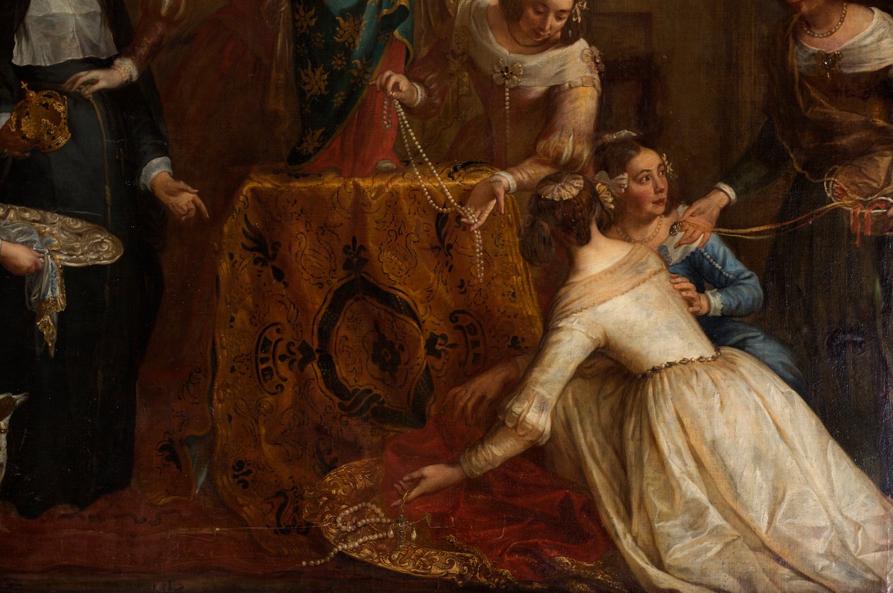 Farní kostel (Eglise Saint-Brice). Paintin „Arcivévoda Isabela Španělská dává své šperky do baziliky Saint-Martin z Halle“. Gaspar de Crayer. od Gaspar De Crayer