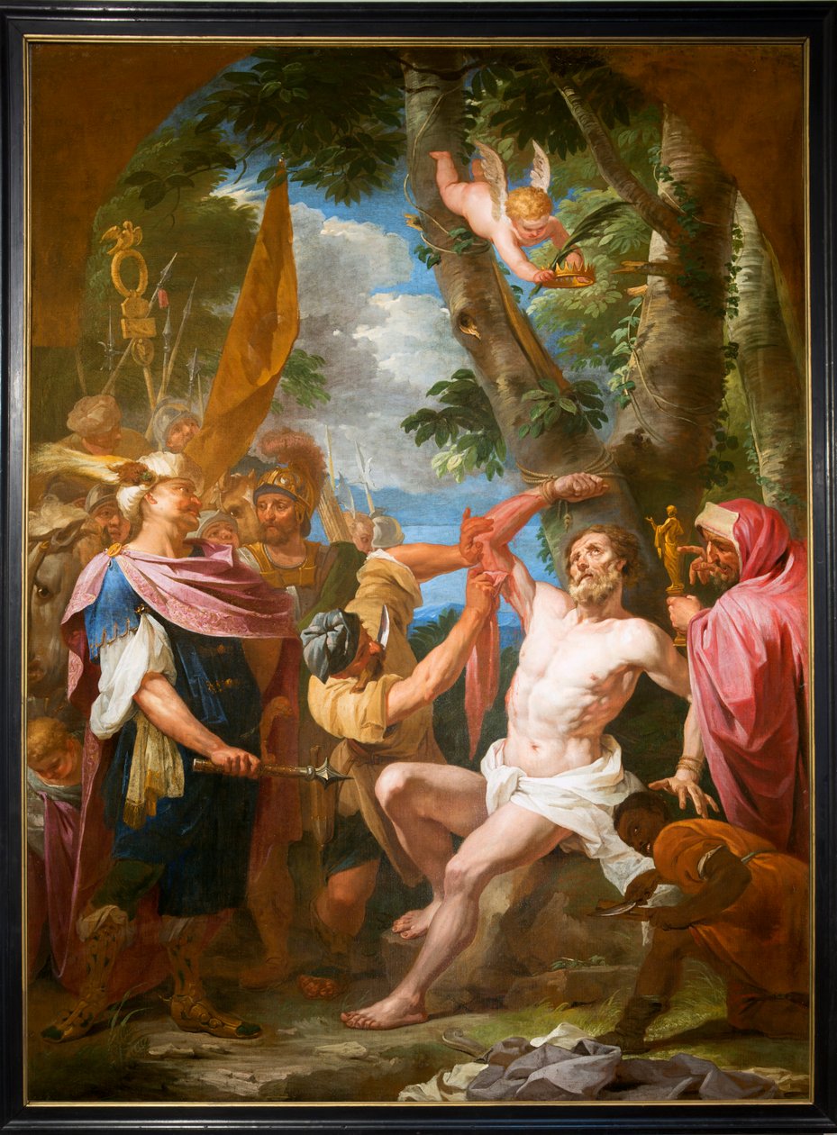 Farní kostel (Sint-Bartholomeuskerk). Interiér. Malování. mučedník svatého Bartoloměje. Gaspar De Craeyer nebo J Van der Heyde (?). od Gaspar De Crayer